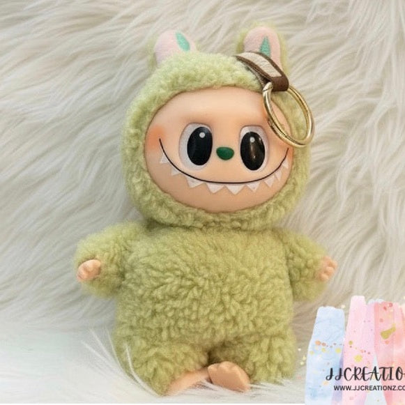 Green Labubu Monster Plush Keychain
