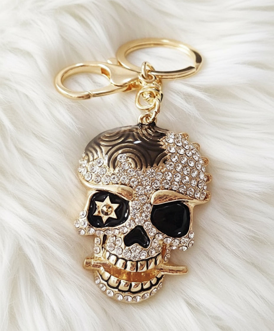 💀 Bling Skull Keychain with Rhinestones