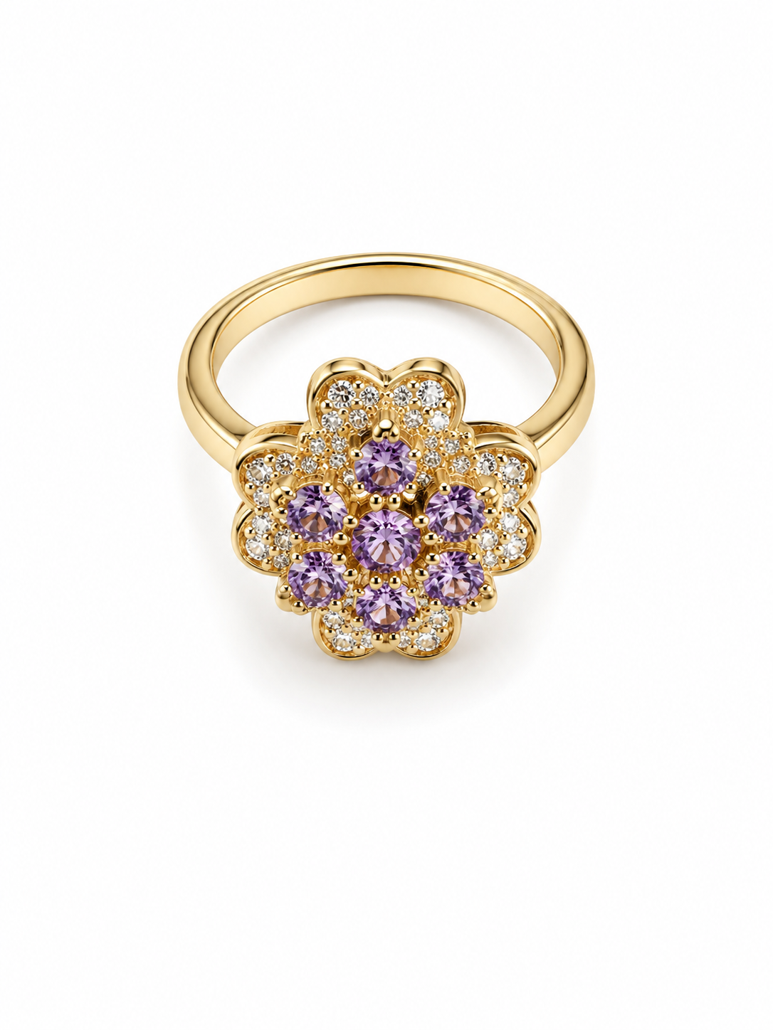 Golden Blossom Crystal Ring