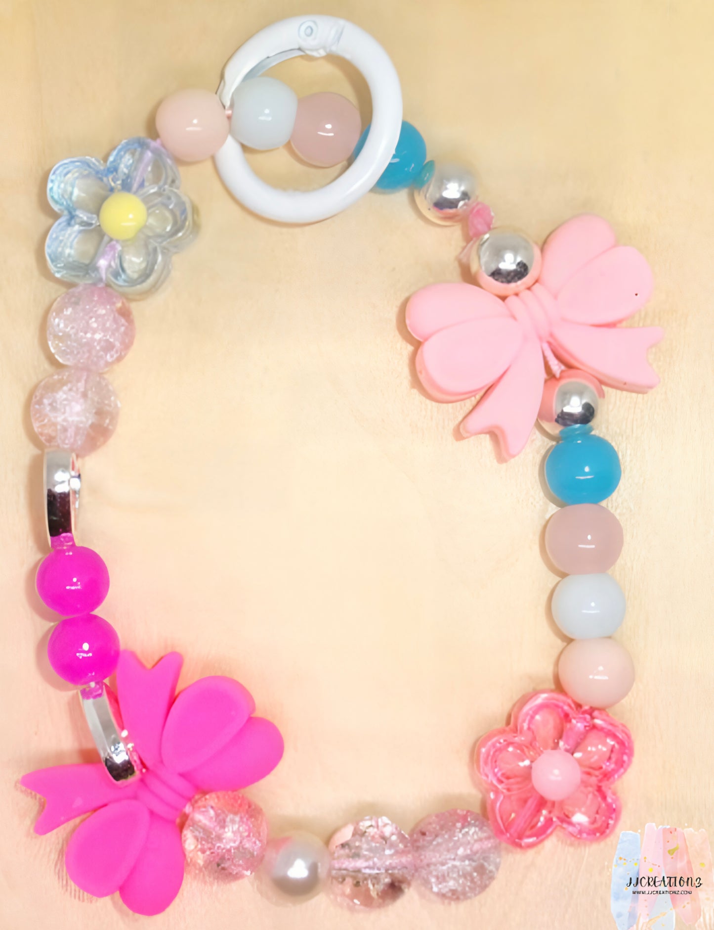 π Pink Bow & Flower Phone Charm