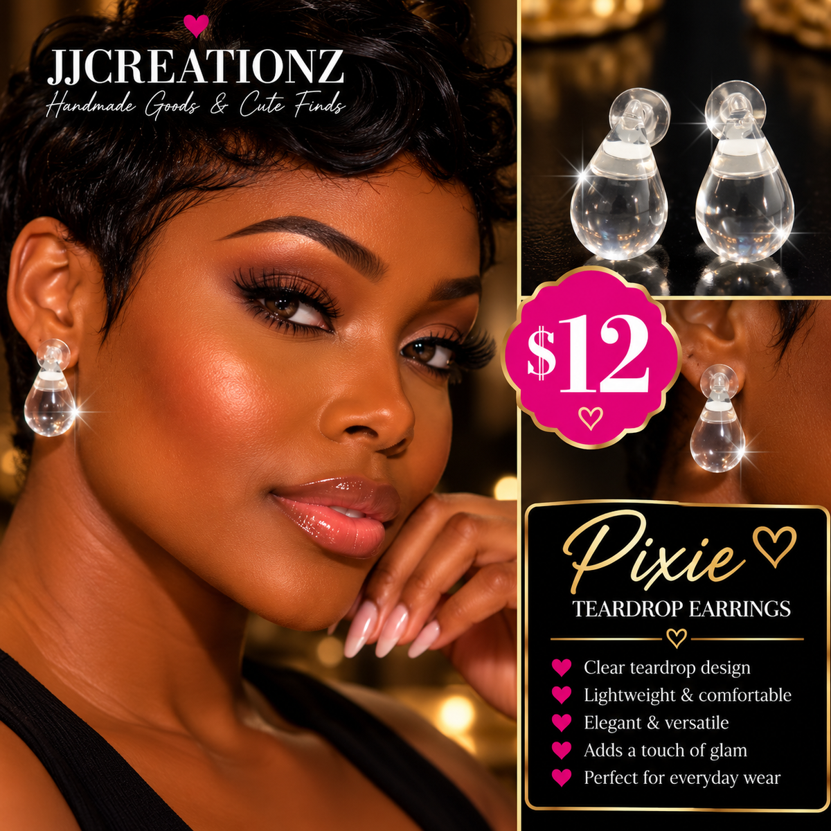 Clear Teardrop Earrings – Elegant Transparent Drop Earrings