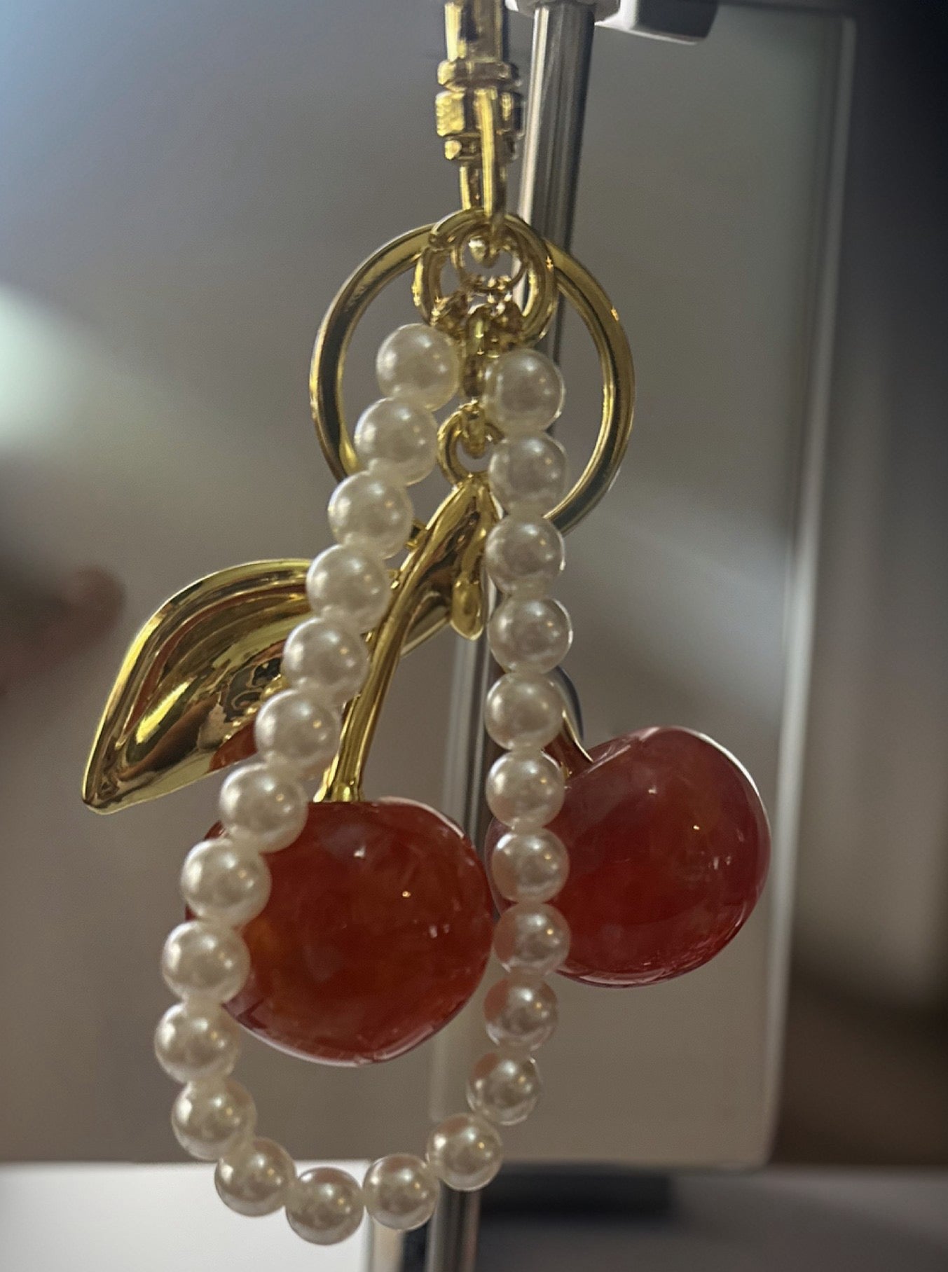 Peach bag charm