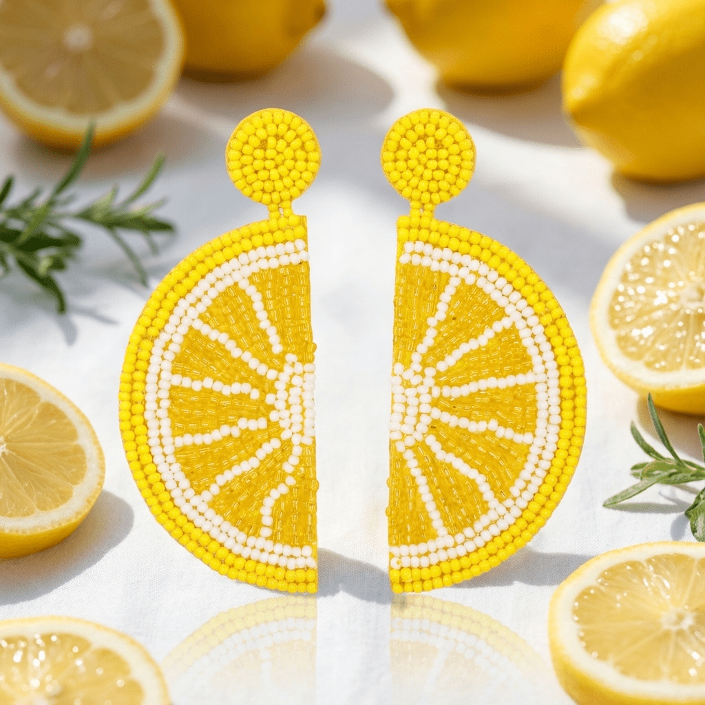 Lemon Slice Beaded Earrings