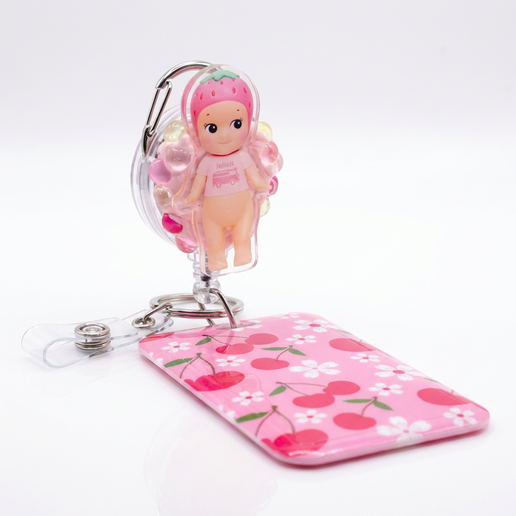 šāØ Cherry Blossom Baby Badge Reel & ID Holder Set āØš