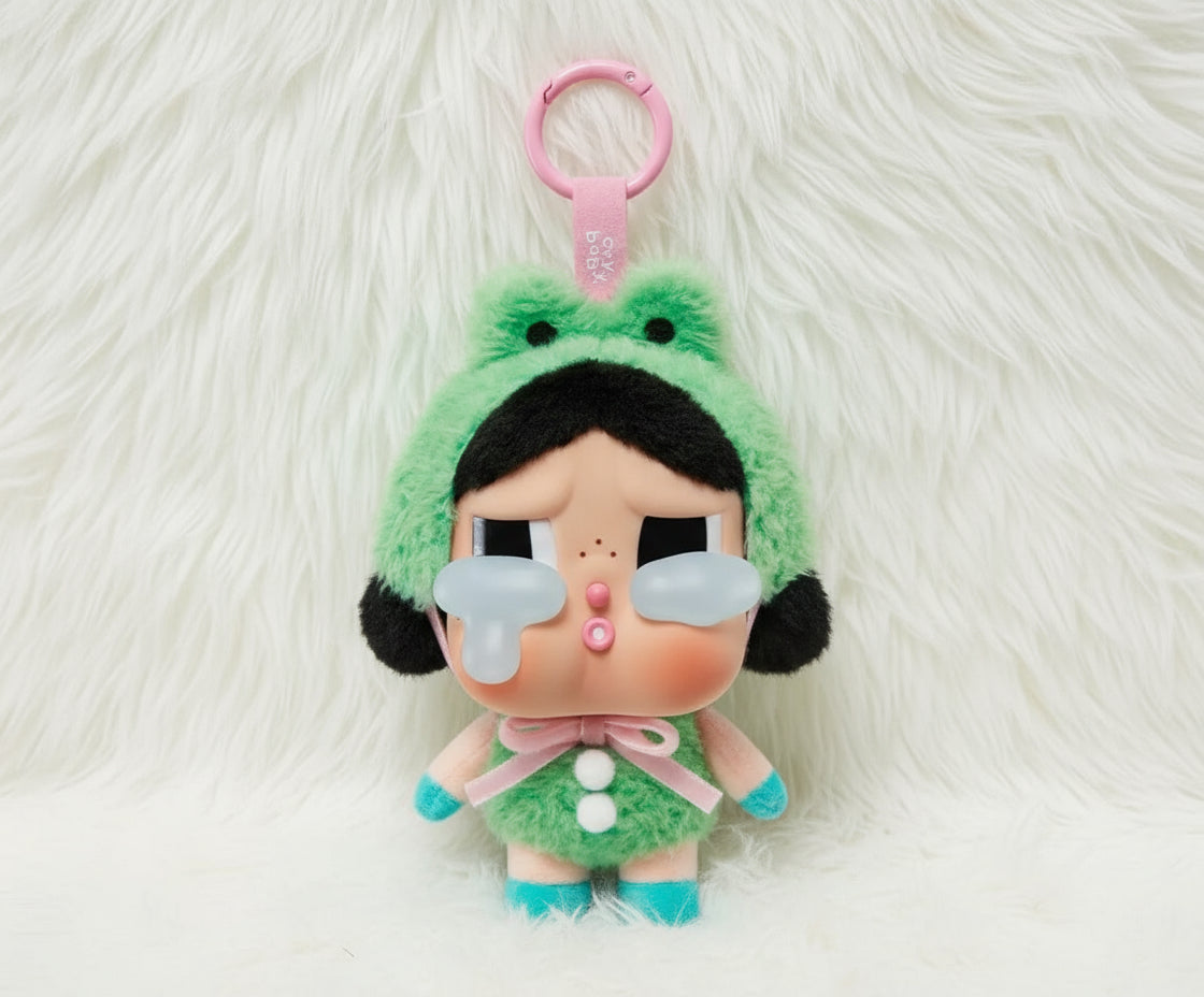 🐸 Crybaby Frog Keychain Plush – Kawaii Bag Charm