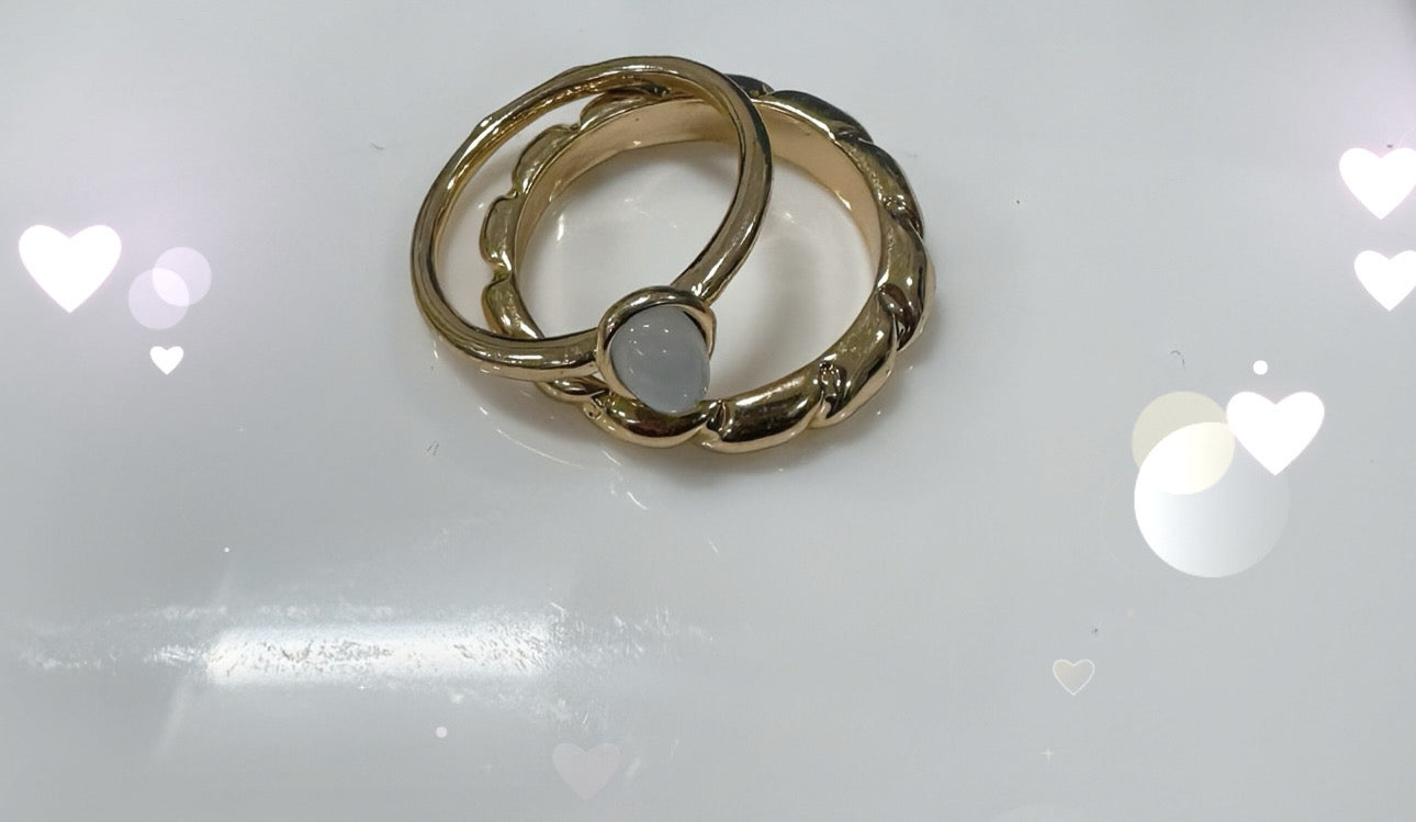 Moon stone gold ring set