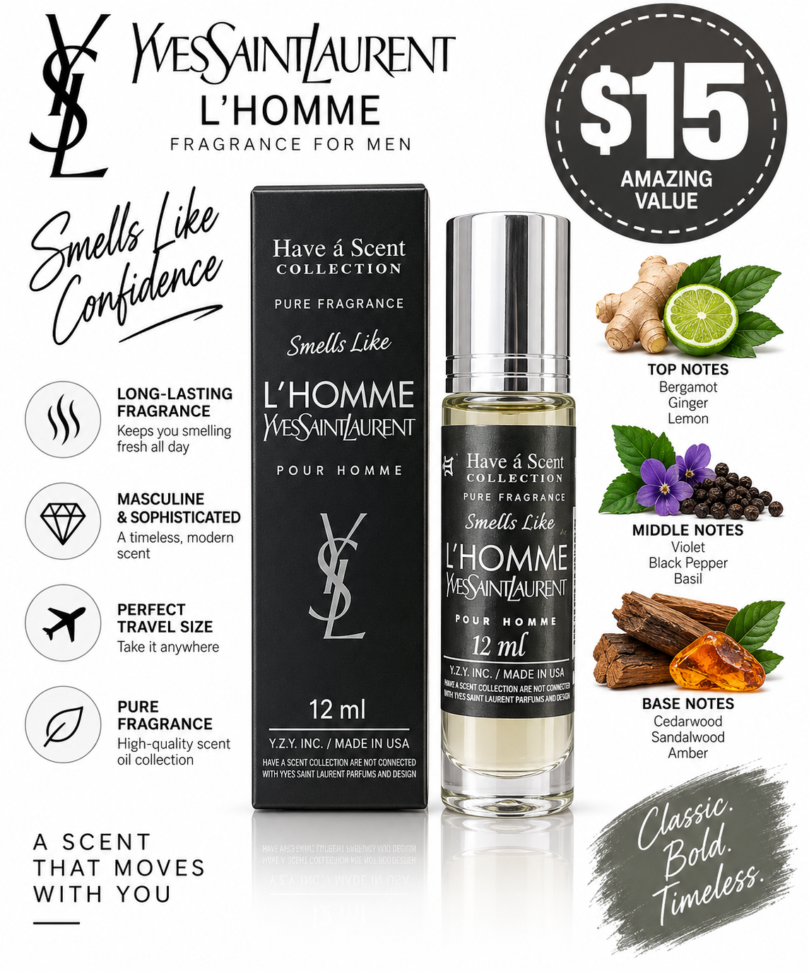 L’Homme-Inspired Men’s Pure Fragrance Oil – 12 mL