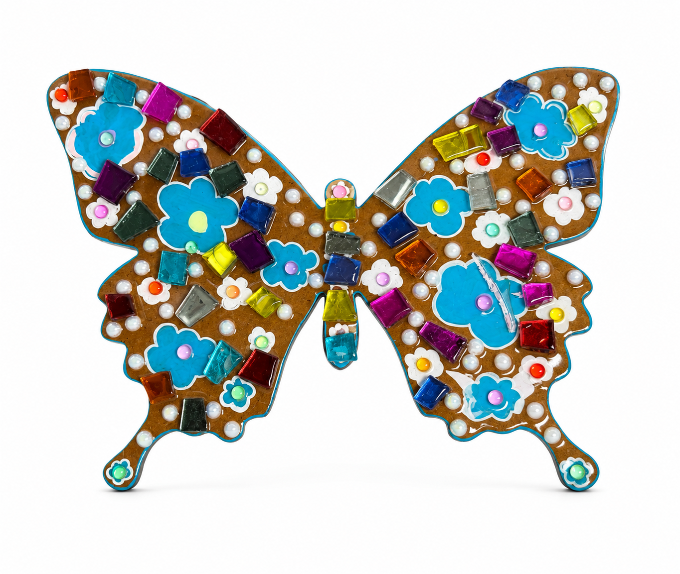 Handcrafted Mosaic Butterfly Wall Art – White Studio Background