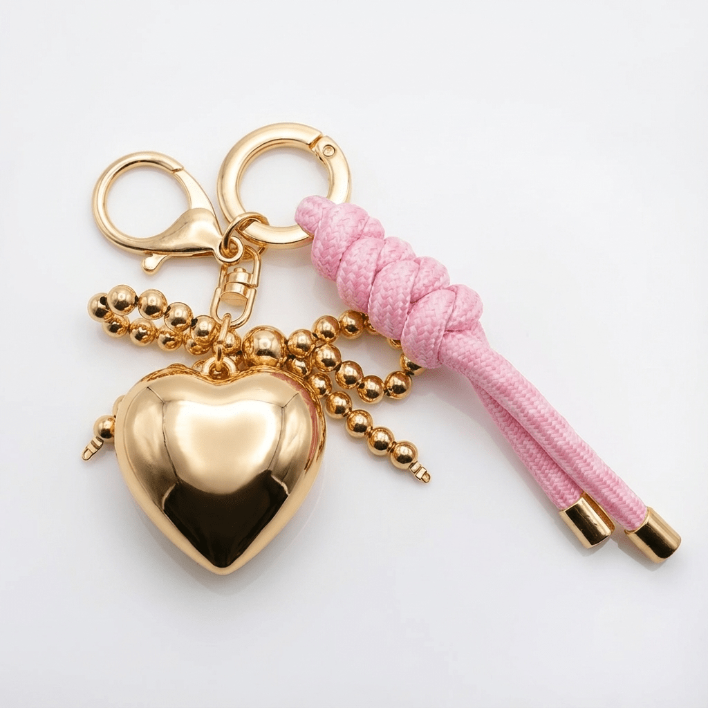 š Gold Heart Charm Keychain ā Chic Bag & Key Accessory