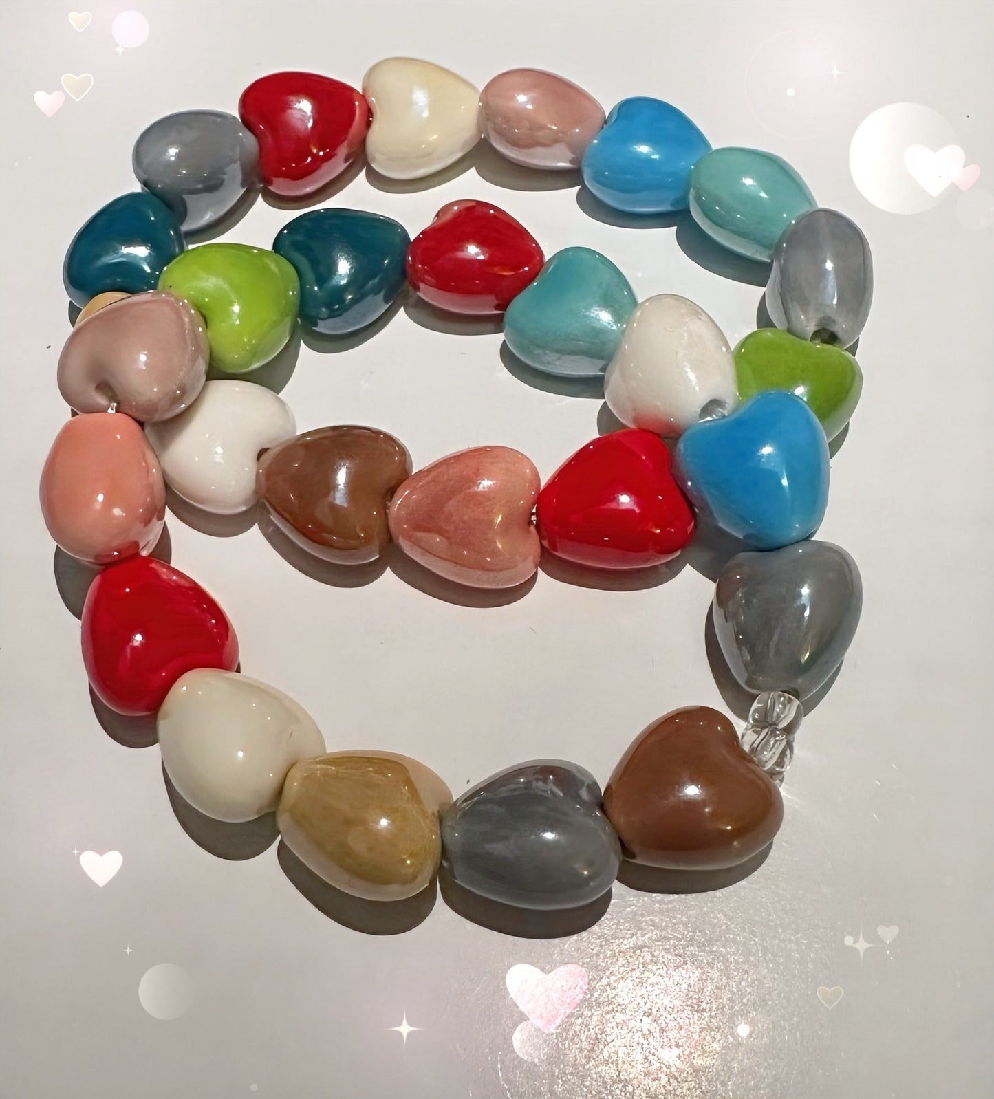 Multi-Color handmade heart bracelet
