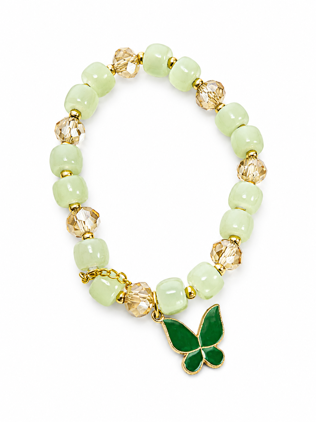 Soft mint beaded stretch bracelet