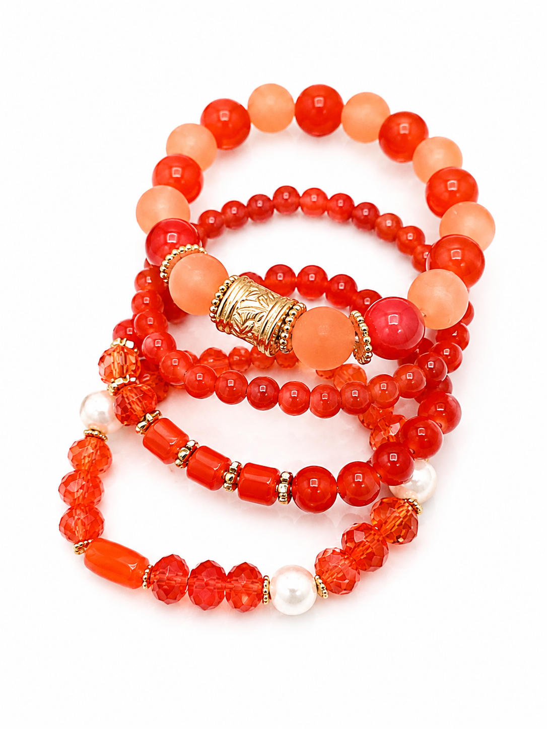 Sunset Glow Beaded Bracelet Stack