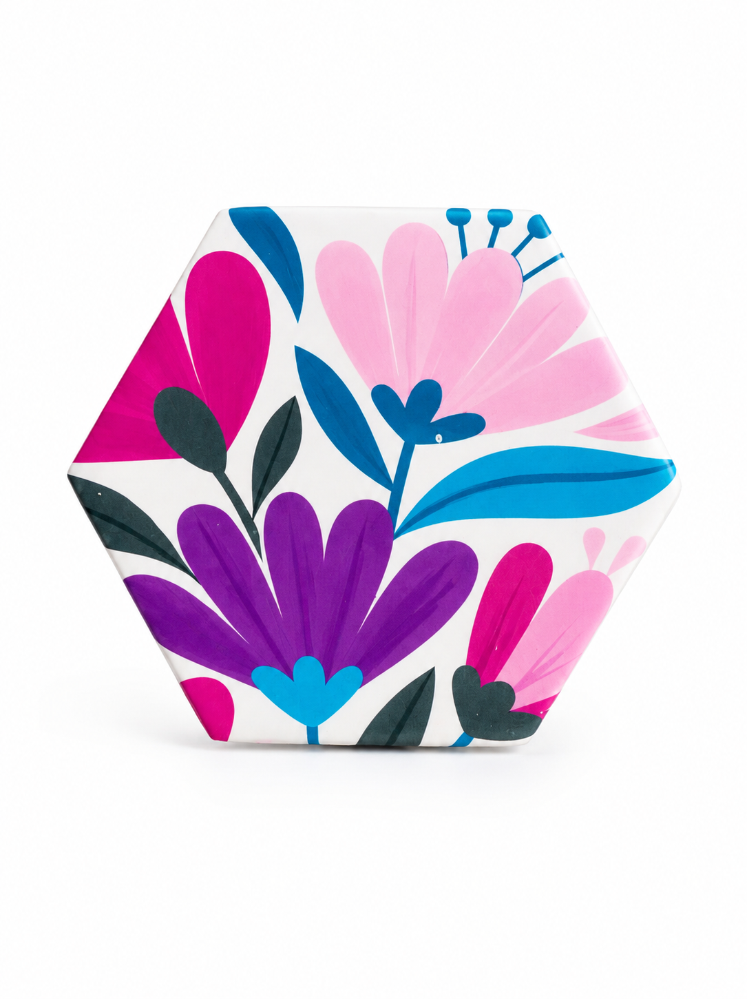 Colorful Floral Hexagon Magnet