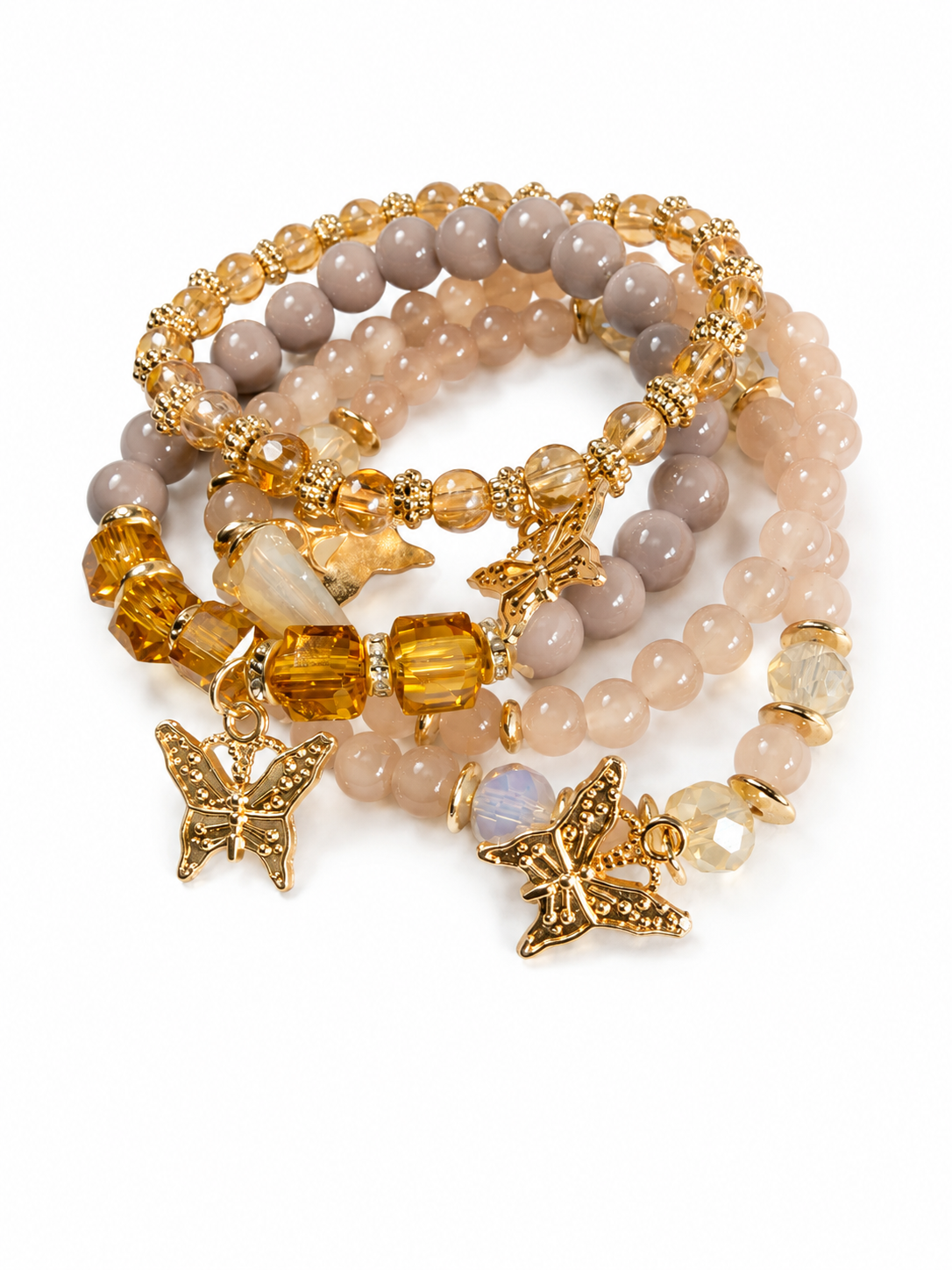 Golden Butterfly Serenity Bracelet Stack