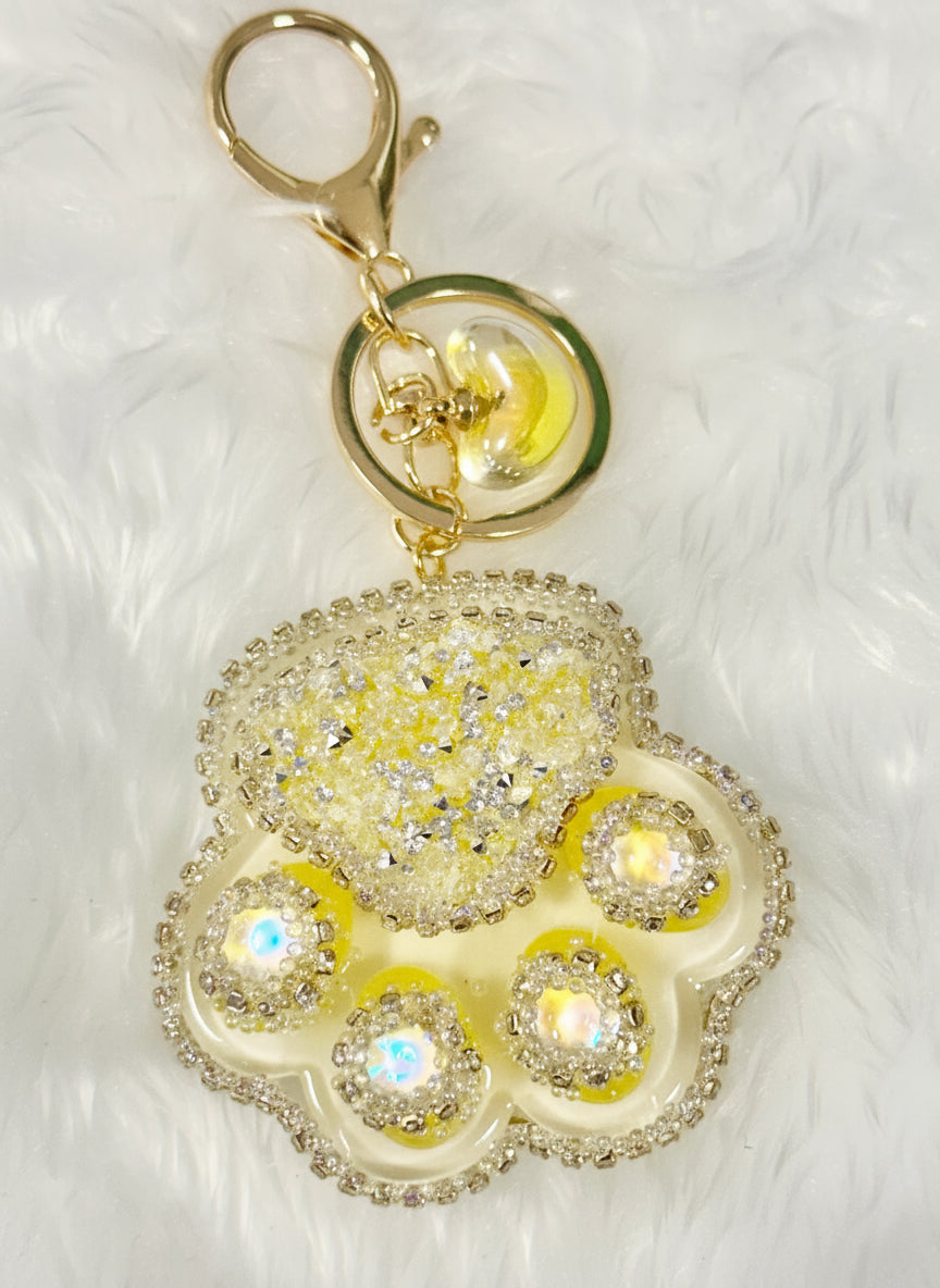 ✨ Sparkling Yellow Crystal Paw Keychain ✨