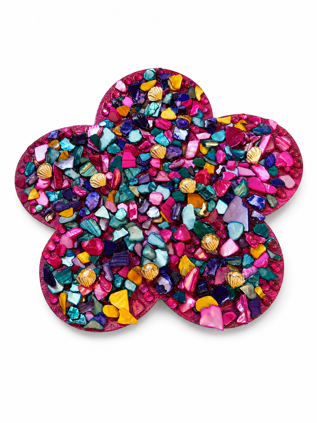 Mermaid Mosaic Flower Tray – Handmade Coastal Glam Décor