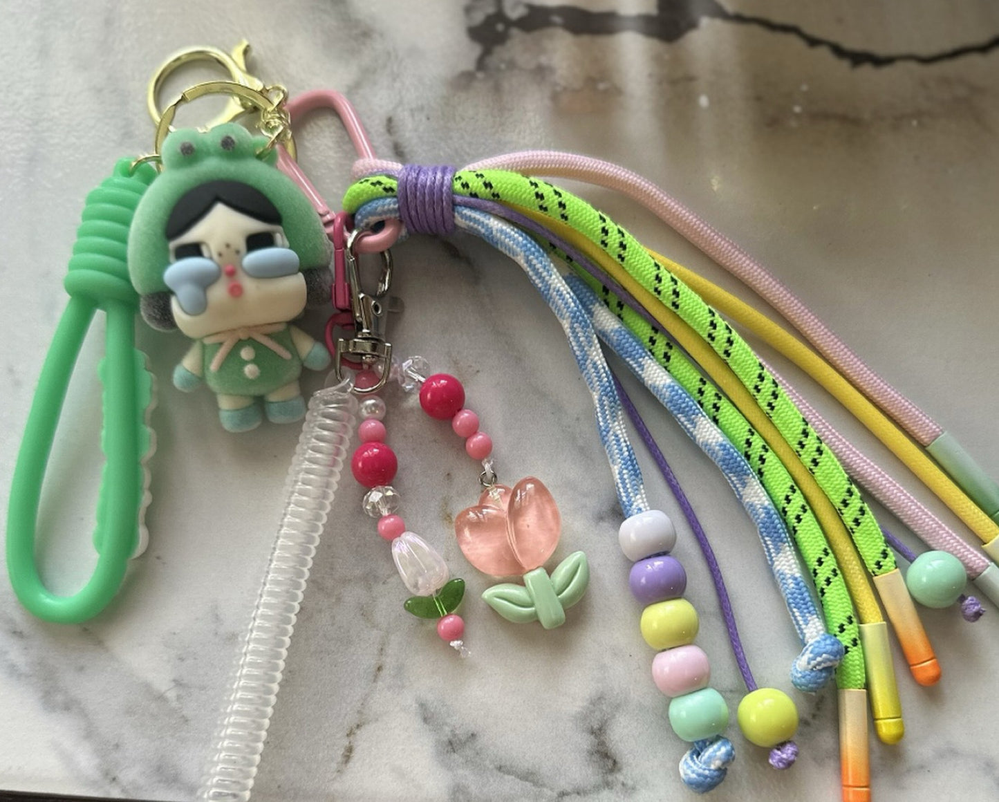 Green Crybaby bag charm