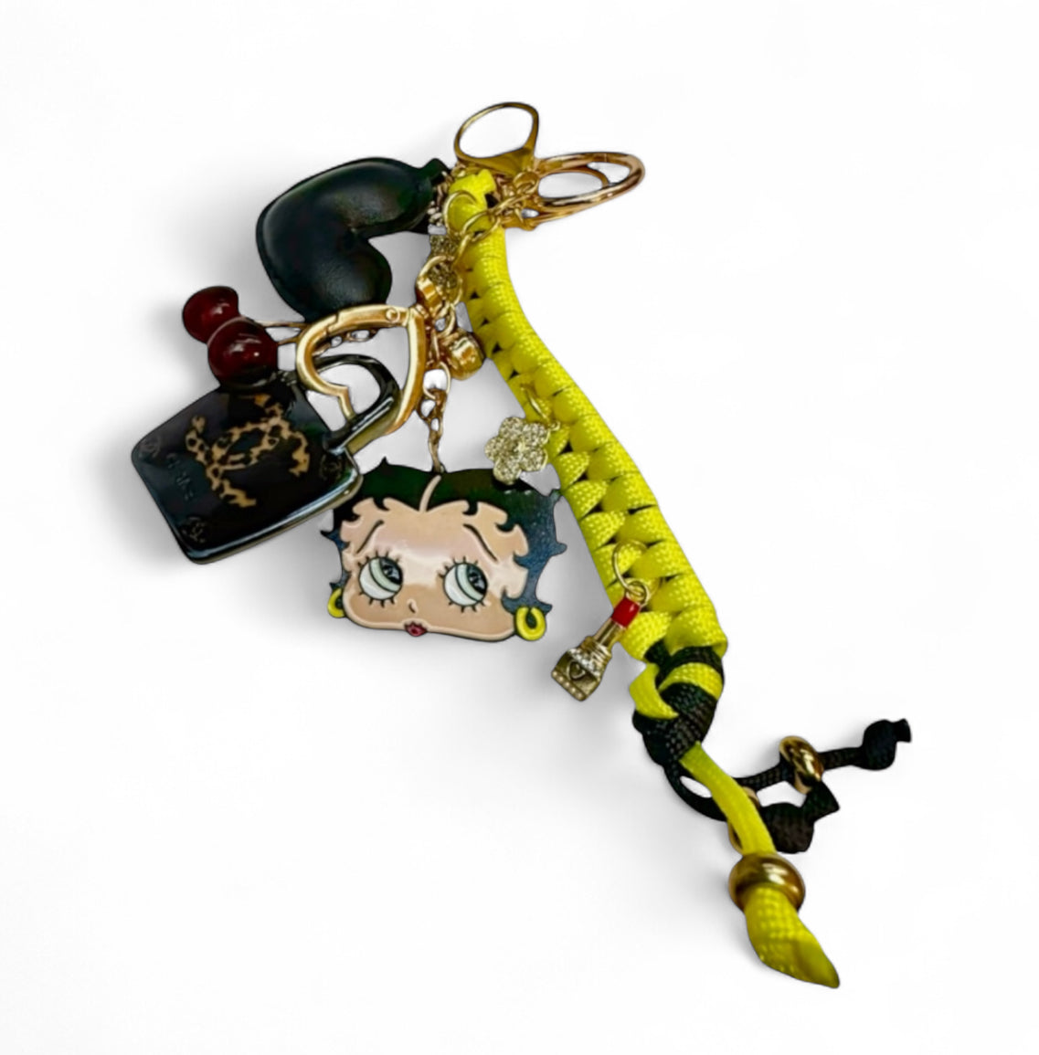 Betty Boop Charm Keychain with Neon Rope & Fun Accents