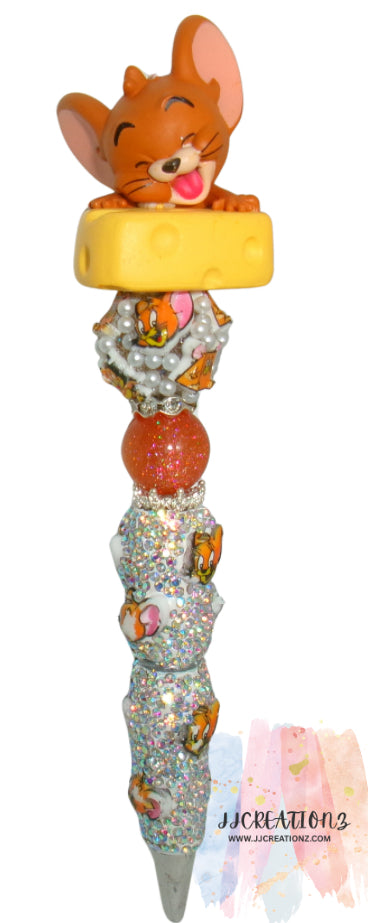 Cheesy Jerry Beaded Pen – Glitter Charm Pen for Kids, Collectors & Fun Writing