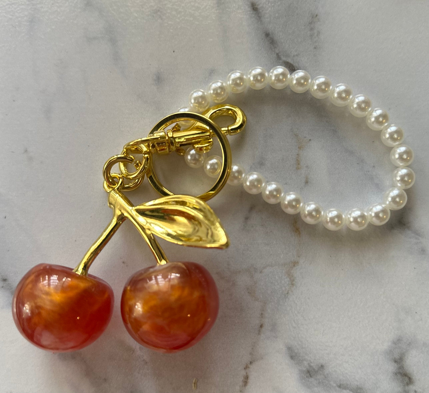 Peach bag charm