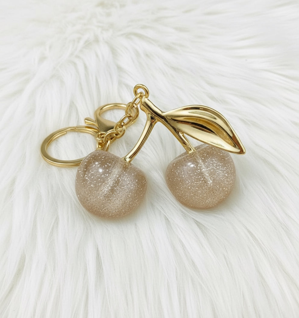 ✨ Silver Glitter Cherry Keychain – Stylish & Fun Accessory