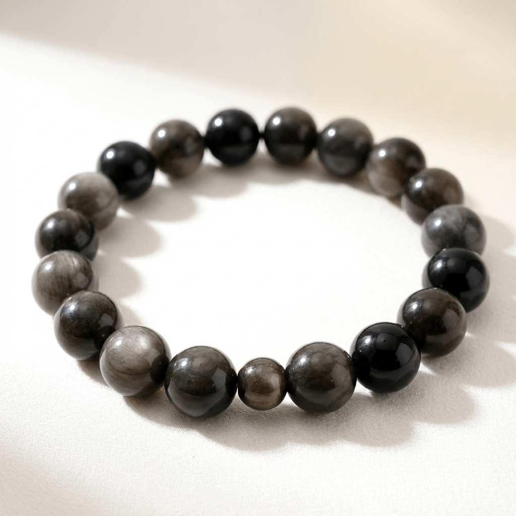 Handmade Black Obsidian Beaded Bracelet – Protection & Grounding Stone Jewelry