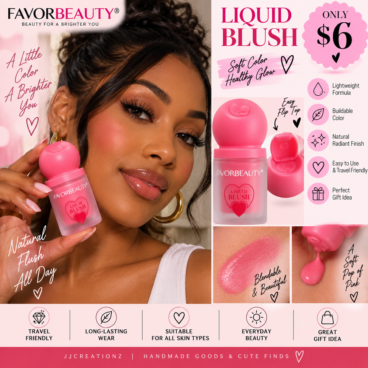 FAVORBEAUTY Liquid Blush – Soft & Radiant Cheek Color