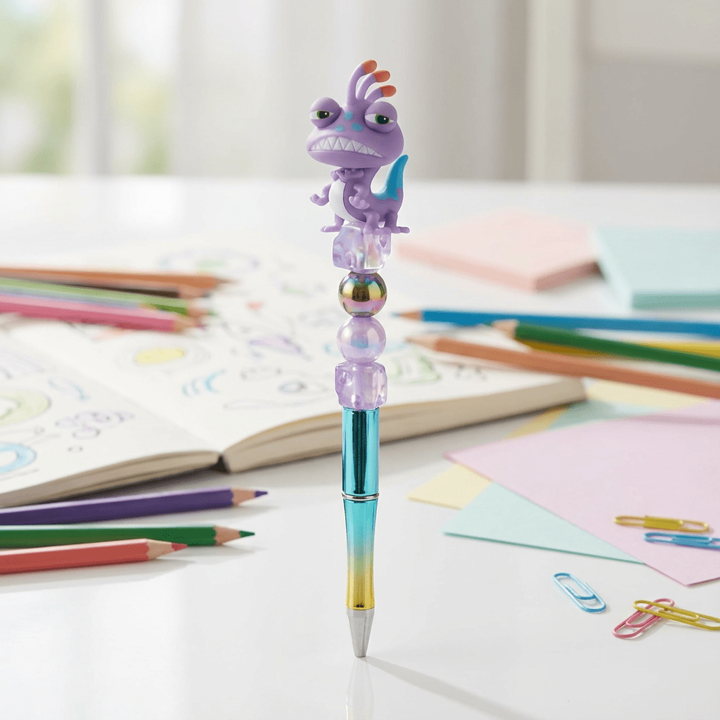 💜 Purple Monster Character Beaded Pen – Cute, Unique & Collector Style Writing Pen