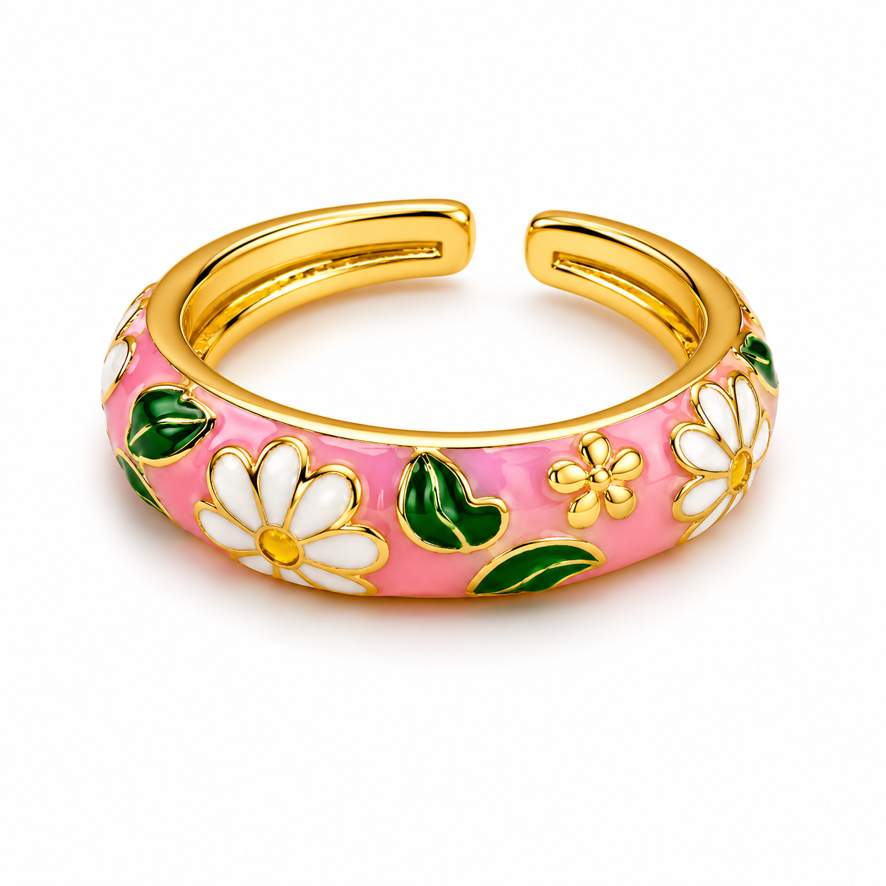 Blush Bloom Floral Cuff Ring