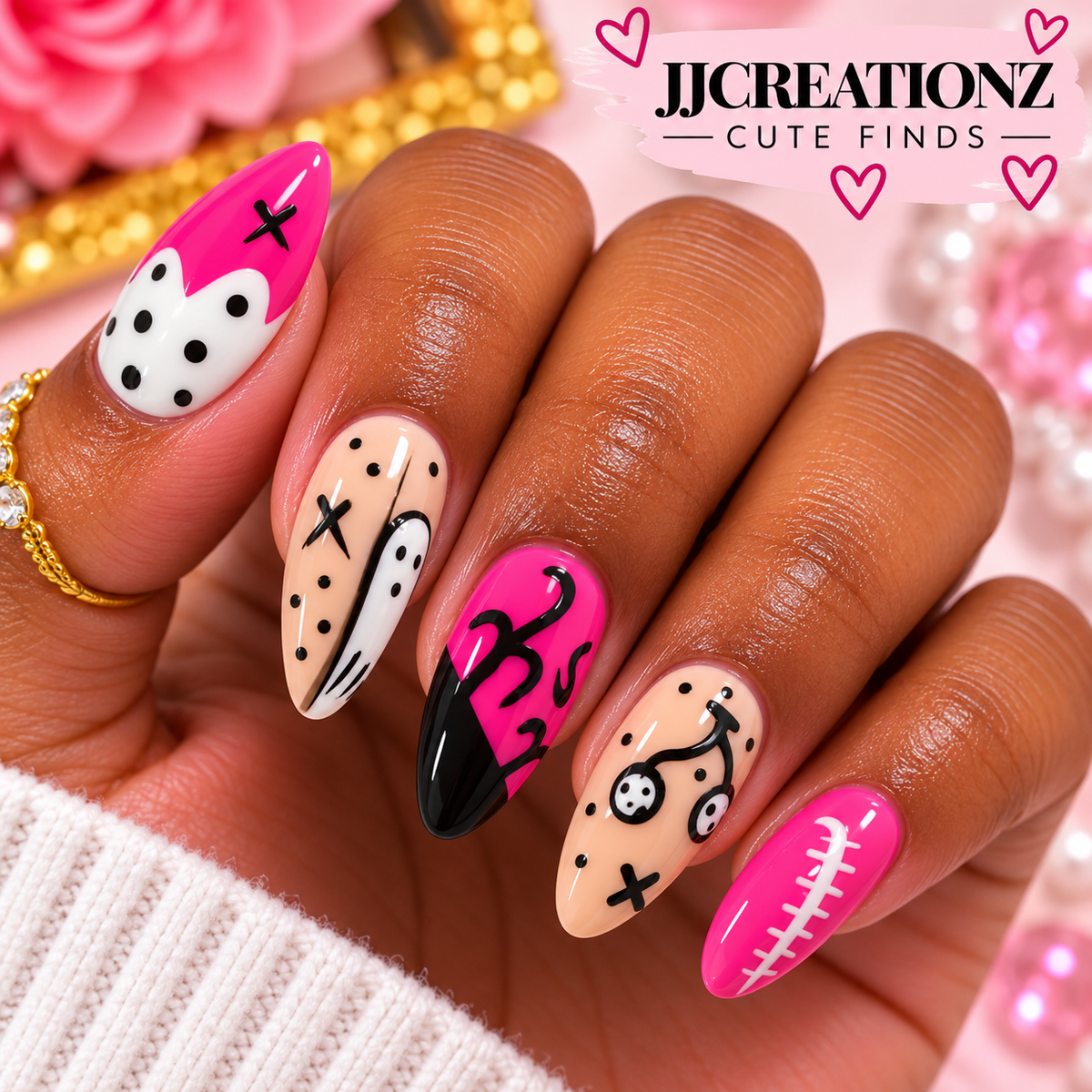 Pink Rebel Stiletto Press-On Nails – Size Medium |