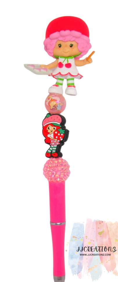 🍓✨ Strawberry Shortcake Beaded Pen – Handmade Chunky Pen for Cute Stationery Lovers ✨🍓
