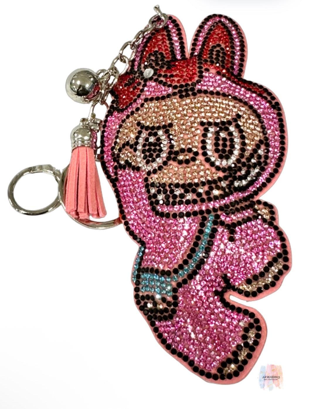 ✨ Large Rhinestone Bunny Character Keychain – Pink Sparkle Edition ✨