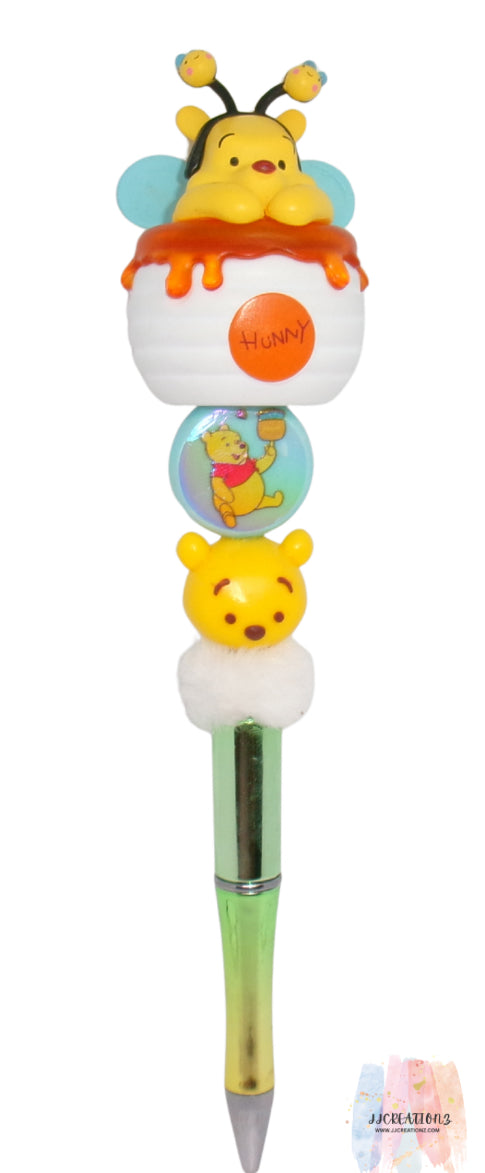 🍯🐝 Winnie the Pooh “Hunny Pot” Beaded Pen – Handmade Chunky Character Pen 🐝🍯