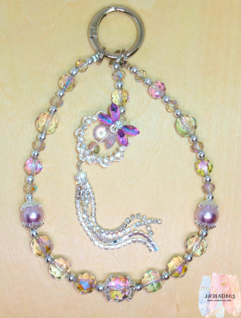 Iridescent Crystal Mermaid Tail Charm – Luxury Beaded Phone/Bag Accessory