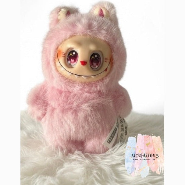 π Pink Fluffy bubu Monster Plush β Heart Eyes Edition