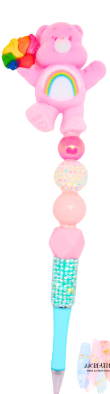 πβ¨ Rainbow Care Bear Beaded Pen β Handmade Chunky Pen for Cute Stationery Lovers β¨π