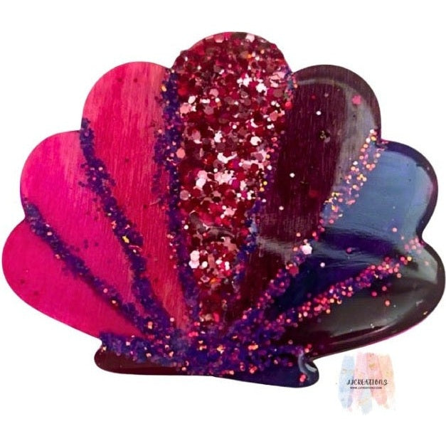 Handmade Mini Shell Art – Pink & Purple Glitter