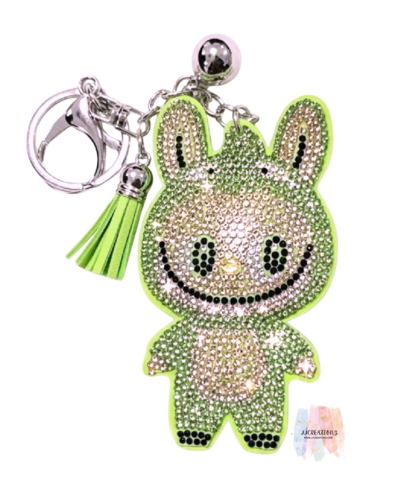 Sparkling Green Bubu Bunny Charm Keychain