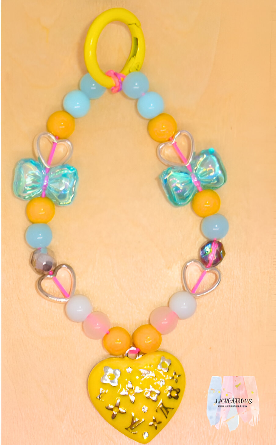 💛 Yellow Heart Butterfly Phone Charm-“LV inspired