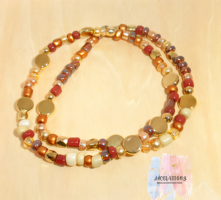 Handmade Autumn Gold Beaded Bracelet Set – Luxe Essentials Collection