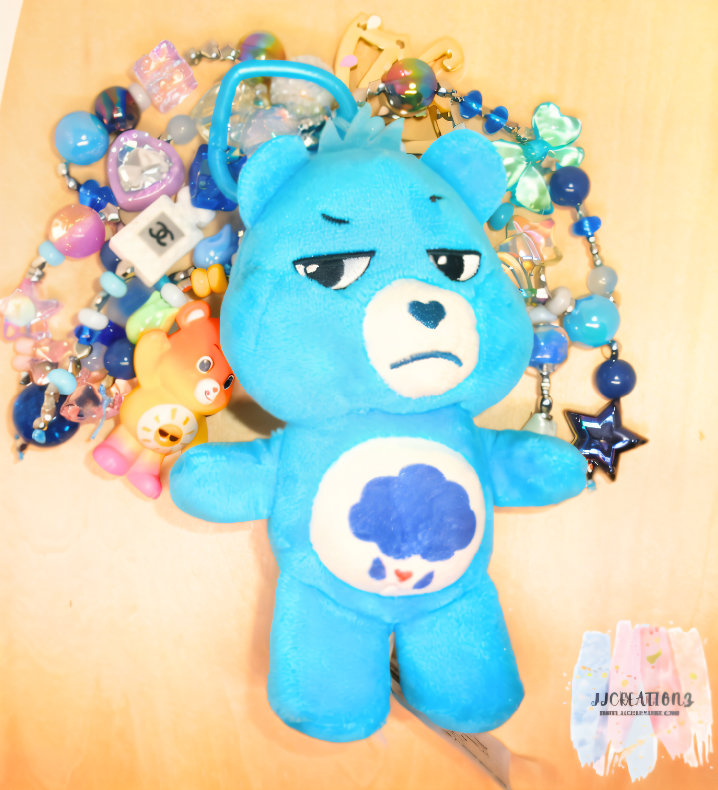 π Blue Bear Plush Bag Charm β Beaded Accessory for Bags, Backpacks & Keys π
