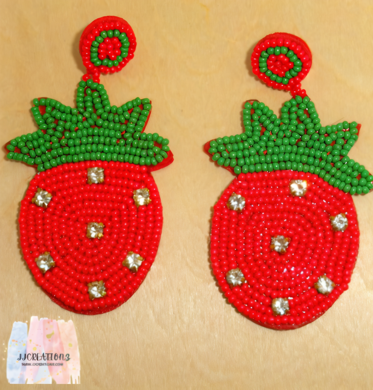 π Beaded Strawberry Statement Earrings