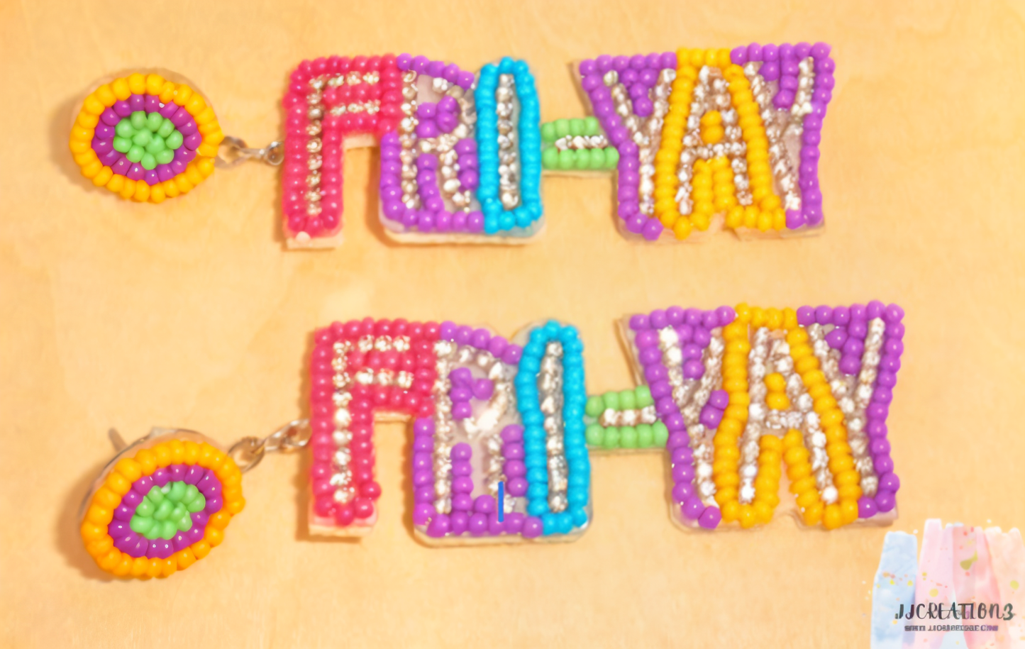 🎉 Beaded “FRI-YAY” Statement Earrings