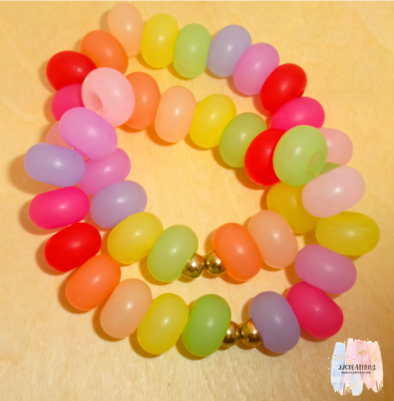 🌈 Rainbow Frosted Beaded Bracelet – Handmade Stretch Jewelry