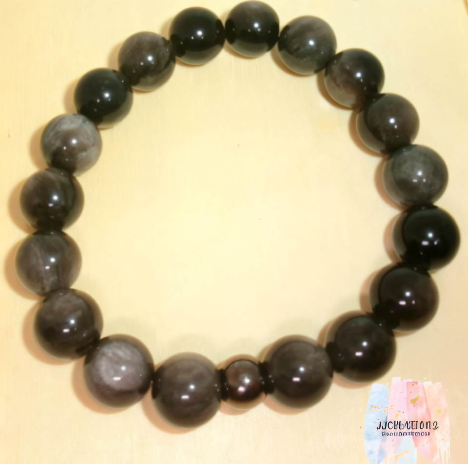 Handmade Black Obsidian Beaded Bracelet – Protection & Grounding Stone Jewelry