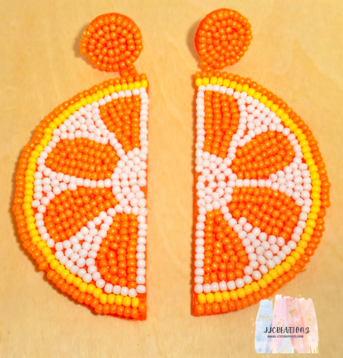 Orange Slice Beaded Earrings