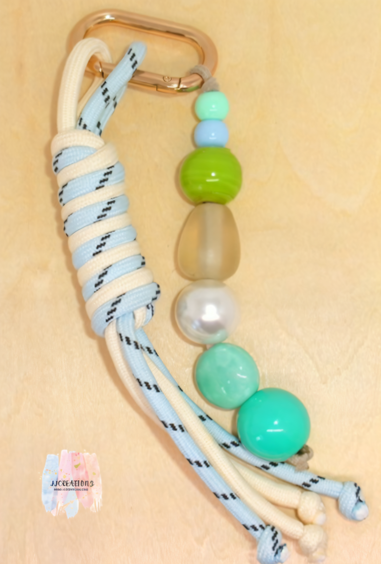 🌿 Minimalist Rope & Bead Keychain – Modern Boho Bag Charm