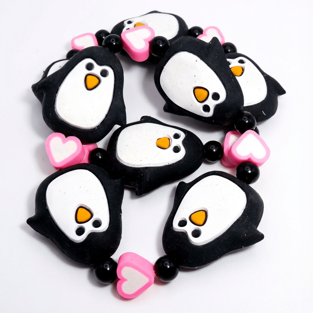 š§ Cute Toddler Penguin & Heart Beaded Bracelet