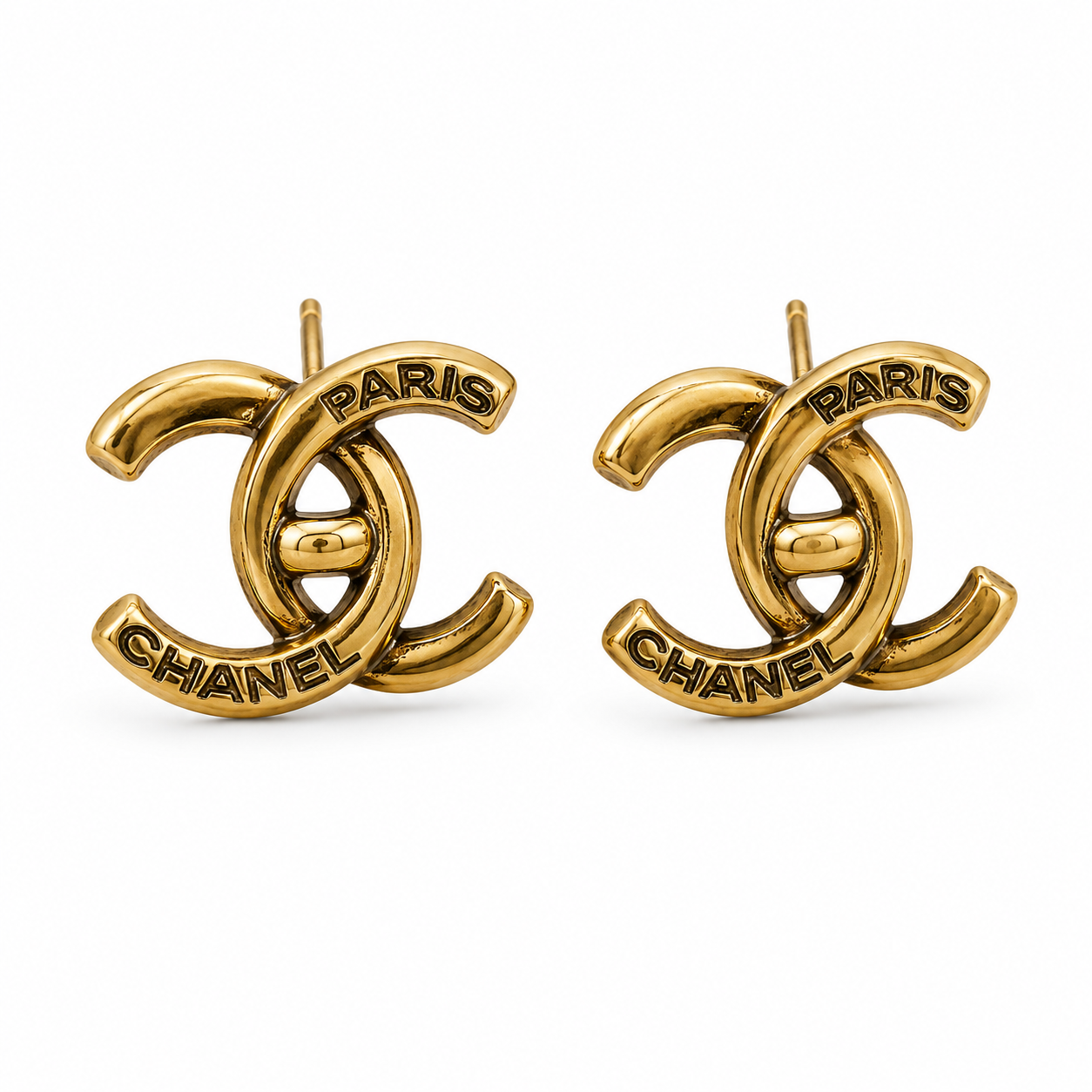 Luxe Gold Paris Stud Earrings