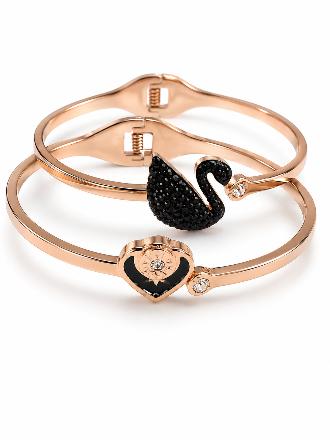 Midnight Swan Rose Gold Bracelet Set
